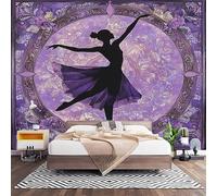 Papier Peint Intissé Silhouette de Danseuse de Ballet Laine Papier Peint Panoramique Enfant 3D Effet Salon Chambre Bureau Couloir Peinture Motif Violet Murale Décor Mural Moderne 350x256 cm
