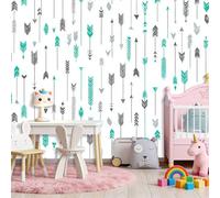 Papier Peint Intissé Simple Flèche, Cyan Gris 3D Panoramique Papier Peint pour Salon Chambre Décoration Murale Pour Adolescents et Enfants Murale, 350 x 256 cm