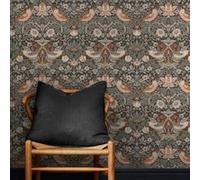 Papier peint intissé Strawberry soft bleu, gris L.1000 x l.52cm William Morris