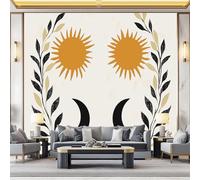 Papier Peint Intissé Style Bohème Soleil Lune Rameau D'Olivier 200 x 140 cm - Tapisserie Murale Décorative 3D, Papier Peint Panoramique Pour Salon Chambre Chambre D'Enfant Décoration Murale