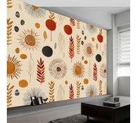 Papier Peint Intissé Sud Ouest Américain 450L x 280H cm, Papier Peint Panoramique Bohème Géométrique Plumes - Grandes Poster Mural Photo pour Salon Chambre Restaurant DéCor Fond Tv