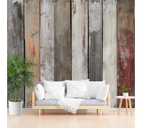 Papier Peint Intissé Texture de Bois Shabby Chic Papier Peint Panoramique Bois Rayé Géométrique Photo Muraux Utilisé Pour Salon Chambre Chambre D'Enfant 300x210cm(L x H)