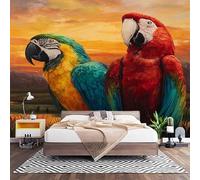Papier Peint Intissé ThèMe Animalier Perroquet Laine Papier Peint Panoramique Enfant 3D Effet Salon Chambre Bureau Couloir Peinture Coloré Murale Décor Mural Moderne 250x175 cm