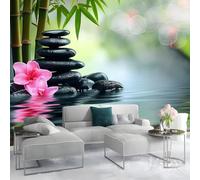 Papier peint intissé Thérapie de massage zen mural Tableaux Muraux 400 x 280 cm Tapisserie Photo Décoration Murale Salon Chambre Noir papier peint