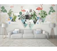 Papier Peint Intissé Tortue Arrière Plan Feuilles Colorées À La Main Poster Geant Mural Pour Salon Chambre Chambre Restaurant Décoration Murale 350Cm(W)*256Cm(H)
