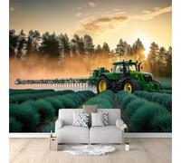 Papier Peint Intissé Tracteur Agricole Au Coucher Du Soleil 200x140 cm Papier Peint Panoramique Moderne, Tableaux Muraux Tapisserie Photo, Papier Peint Mural pour Salon, Chambre, Fond Décor TV