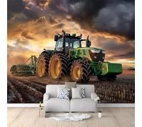 Papier Peint Intissé Tracteur Agricole Naturel Motif, Papier Peints Panoramique 350 x 256 cm Décoration, Sombre Poster Rose Personnalisé Murales