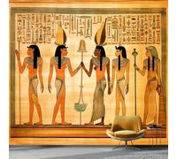 Papier Peint Intissé Traditionnel Style Égypte Ancienne Féminine 350 x 256 cm, Brun Panoramique Papier Peint pour Salon Chambre Décor Fond TV, Décoration Murale Chambre à Coucher Intérieure