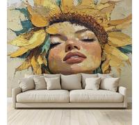 Papier peint intissé Une belle femme aux yeux fermés 250x175 Cm Décoration Murale Poster Tableaux Muraux Tapisserie Photo Effet 3D
