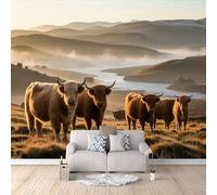 Papier Peint Intissé Vache Des Highlands 300x210 cm, Paysage D'Automne Papier Peint Panoramique,Photo Muraux Utilisé Pour Salon Chambre Chambre D'Enfant