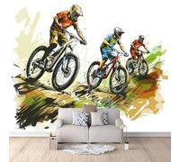 Papier Peint Intissé VéLo De Montagne 400x280 cm, Sports ExtrêMes Papier Peint Panoramique,Photo Muraux Utilisé Pour Salon Chambre Chambre D'Enfant