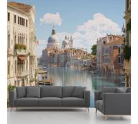 Papier Peint Intissé Venise, Papier Peint Panoramique Ville Balnéaire Architecture Européenne, Fresque Murale - Décoration Murale Pour Salon, Chambre, Bureau - 360 x 250 cm(non adhésif)