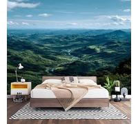 Papier Peint Intissé Vert Laine Papier Peint Panoramique Enfant 3D Effet Salon Chambre Bureau Couloir Peinture Paysage de ForêT de Montagne Murale Décor Mural Moderne 350x256 cm