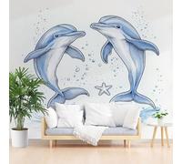 Papier Peint Intissé Vie Marine Peinte Coquillage Papier Peint Panoramique Coquillages Abstrait Photo Muraux Utilisé Pour Salon Chambre Chambre D'Enfant 350x256cm(L x H)