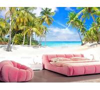 Papier Peint Intissé Vista Maritime De Cocotiers Poster Geant Mural Pour Salon Chambre Chambre Restaurant Décoration Murale 250Cm(W)*175Cm(H)