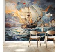 Papier peint intissé Voiliers en mer 350x256 Cm Tissu non tissé Tableaux Muraux Tapisserie Photo Décoration Murale Salon Chambre137 x 100 inch