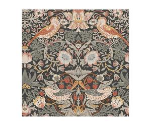 Papier peint intissé William Morris Strawberry Thief Charcoal 1005 x 52cm Gris | Revêtement Mural, Tapisserie | Ambiance Facile à poser et à enlever