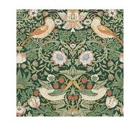 Papier peint intissé William Morris Strawberry Thief Rich Green 1005 x 52cm Vert | Revêtement Mural, Tapisserie | Ambiance Facile à poser et à enlever