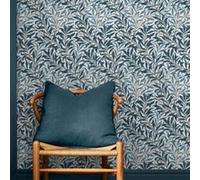 Papier peint intissé Willow imprimé feuillage bleu L.1000 x l.52cm William Morris