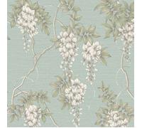 Papier peint intissé Wisteria Duck Egg 1005 x 52cm Turquoise, vert, beige