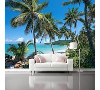 Papier peint intisséCoconut Beach Tropical FreshTapisserie papier peint pour différentes pièces350 x 256 cm Papier peint Vert Bleu