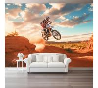 Papier peint intisséMoto tout-terrain dynamiqueTapisserie papier peint pour différentes pièces250 x 175 cm Papier peint Couleur chaude brun rougeâtre