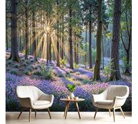 Papier Peint Jacinthes Des Bois, Autocollant Décoratif Jungle Ensoleillée, Facile À Nettoyer Amovible, Couleurs Mélangées Convient Pour Les Salons, Meubles De Bureau Les Murs 396X280 Cm