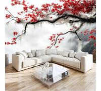 Papier Peint Japonais 3D Auto Adhesif Panoramique Mural Feuilles D'Érable D'automne Papier Peint en Soie Poster XXL Décoration Murale Salon Chambre 300x210 cm A-5129