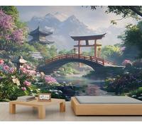 Papier peint japonais - Porte Torii - Paysage naturel - Décoration murale japonaise - 300 x 210 cm - Ne se décolle pas et ne colle pas