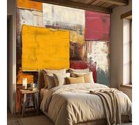 Papier Peint Jaune Panoramique Expressionnisme Abstrait, Non-Tissé Blocs De Couleur Coups De Pinceau Poster Tableaux Muraux Tapisserie Photo, pour salon Chambre Murale décoration 350 x 256 cm