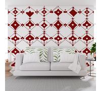 Papier Peint Jeu de Cartes Abstrait Rouge Papier Peint Panoramique Décoration Murale Pour Salon, Chambre, Tapisserie Murales Motif de Carte À Jouer Géométrique Wallpaper Mural 150x105cm(L x H)