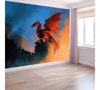 Papier Peint Jeu De Fantaisie Dragon200 x 140 cm Décoration Papier Peint Moderne Bleu Murale facile à nettoyer, idéale pour chambre et salon, avec un design unique et moderne
