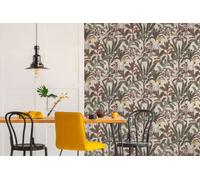 A.S. Création 397484 Papier peint intissé Motif jungle vert/crème/rose 10,05 x 0,53 m Aspect jungle pour salon Fabriqué en Allemagne