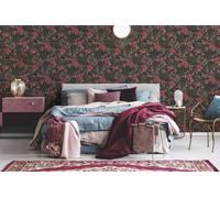 Papier Peints Fleuris Cuba intissé 10.05 m x 0.53 m Brun Rouge Noir Fabriqué en Allemagne A.S. Création 380283 38028-3