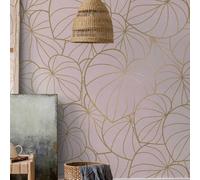 Papier peint Jungle M1-No.10252 Impression numérique Rose Feuilles Botanique
