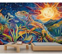 Papier peint lézard fantaisie lézard animaux colorés décoration murale déclaration murale restaurant dîner à grande échelle art décoration photo accent panoramique (non autocollant)