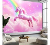 Papier Peint Licorne Arc-En-Ciel Papier Peint Panoramique Mural 400x280 cm Affiche Géante Décoration pour Salon Chambre Chambre D'Enfant Décoration Murale, Violet