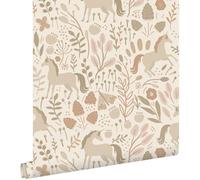 papier peint licornes beige et rose terracotta 53 cm x 10.05 m - ESTAhome