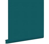 papier peint lin bleu canard 0,53 x 10,05 m - ESTAhome