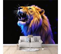 Papier Peint Lion 150x105 cm Papier Peint Panoramique Effet 3D, Peinture Murale intissé Grande Animal, pour Moderne Salon Chambre TV Fond
