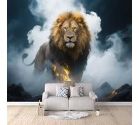 Papier Peint Lion 500x280 cm Papier Peint Panoramique Effet 3D, Peinture Murale intissé Grande Animal, pour Moderne Salon Chambre TV Fond