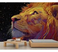 Papier peint lion animaux colorés papier peint mural ciel étoilé papier peint chambre de fille pour chambre de fille salon affiche murale 500 x 350 cm