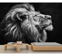 Papier peint Lion - Animaux féroces - Papier peint pour locataires - Pour salon, chambre à coucher, couloir, arrière-plan TV - 200 x 140 cm