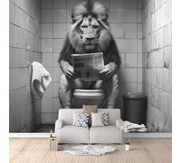 Papier Peint Lion Lisant Le Journal 150x105 cm Papier Peint Panoramique Effet 3D, Peinture Murale intissé Grande Salle De Bain, pour Moderne Salon Chambre TV Fond