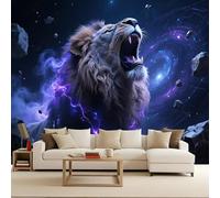Papier peint Lion violetDécoration Murale Fantastique mystérieux 400x280cm Art mural décoratif fresque murale moderne poster mural géant chambre salon enfant facile à installer