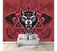 Papier Peint Loup 500x280 cm Papier Peint Panoramique Effet 3D, Peinture Murale intissé Grande Mythologie Nordique, pour Moderne Salon Chambre TV Fond