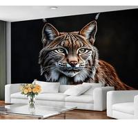 Papier Peint Lynx Nature pour Chambre de Fille Peintures Murales D'Animaux pour Salon Papier Peint de Bureau Noir Salon 450 X 300 cm