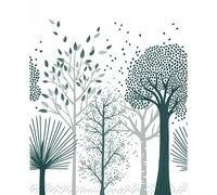 Papier peint M.Fox / Arbres bleus (2m x 2,48m)