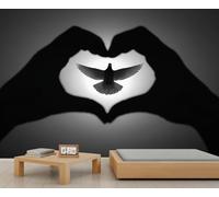 Papier peint main colombe blanche oiseau volant Peace Love Girl papier peint pour salon chambre à coucher poster mural 450 x 300 cm