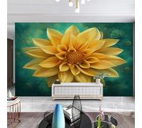 Papier Peint Mandala Jaune Vert Tapisserie Murales Papier Peint Panoramique Sans Colle Tissu de Soie Amovible et Facile à Poser Papiers Peints Salon Chambre Adulte Enfant 274x254cm